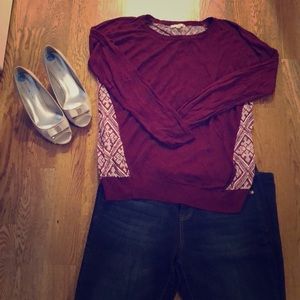 L Skies are Blue Stitch Fix mixed material sweater